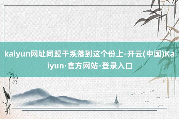 kaiyun网址同盟干系落到这个份上-开云(中国)Kaiyun·官方网站-登录入口